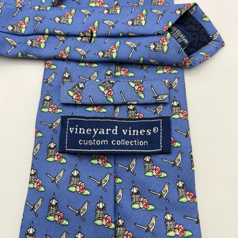 Vineyard Vines Men's Neck Tie Monroe County Heritage Museum Birds/Flowers